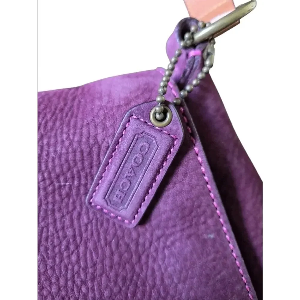 VTG Coach Chelsea 5773 Purple Nubuc Leather Messenger Crossbody Bag Y2K